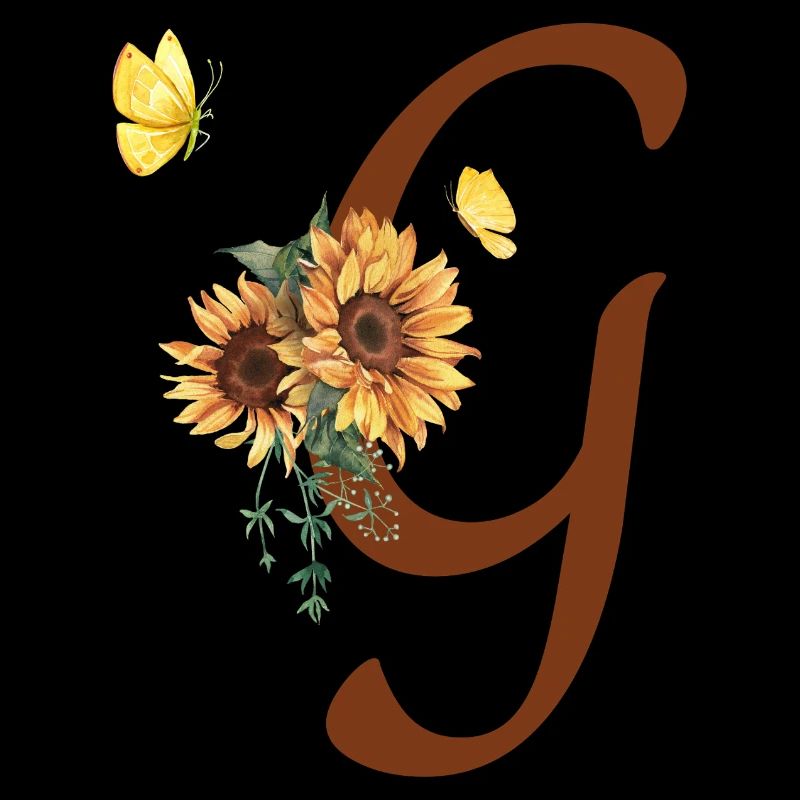 Buchstabe g Sonnenblume Schmetterling