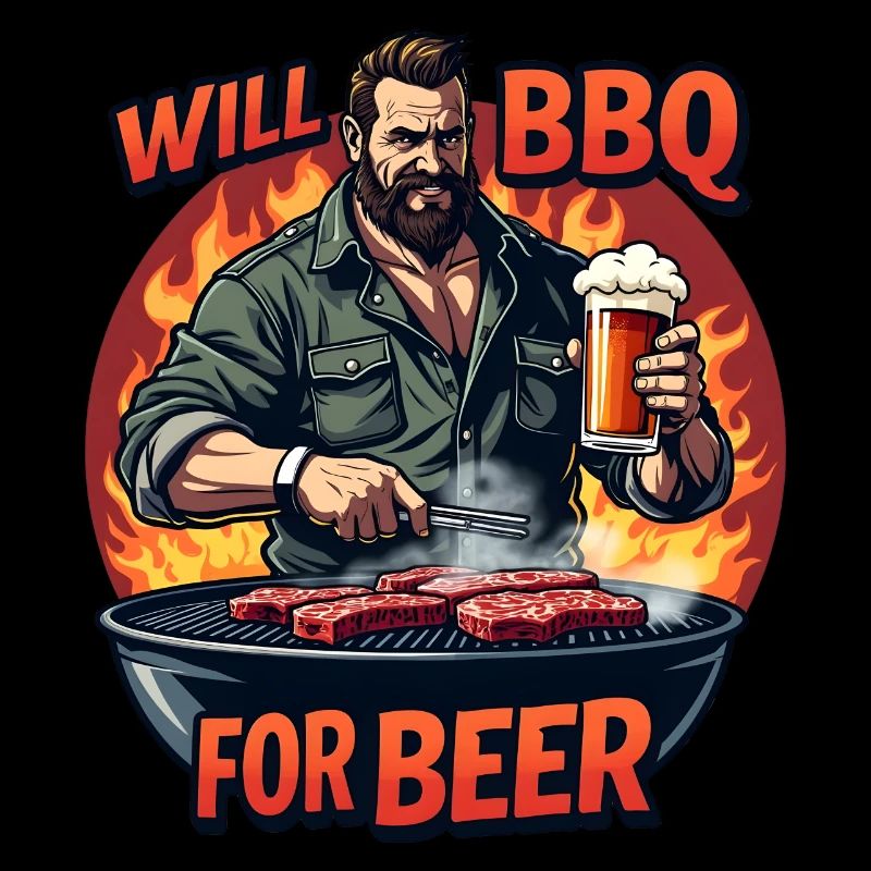 WILL BBQ FOR BEER - Grillen und Bier