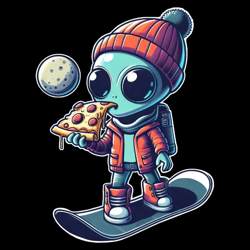 Süßes Comic Alien Snowboard Snowboarder