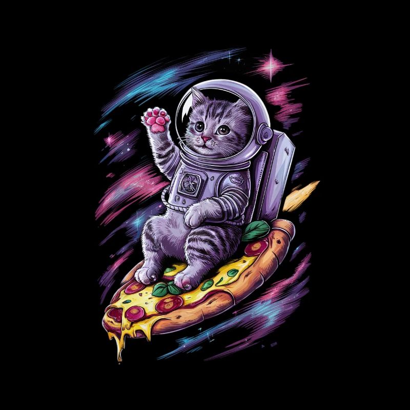 Galaxie de chat sur pizza Vol Aventure spatiale