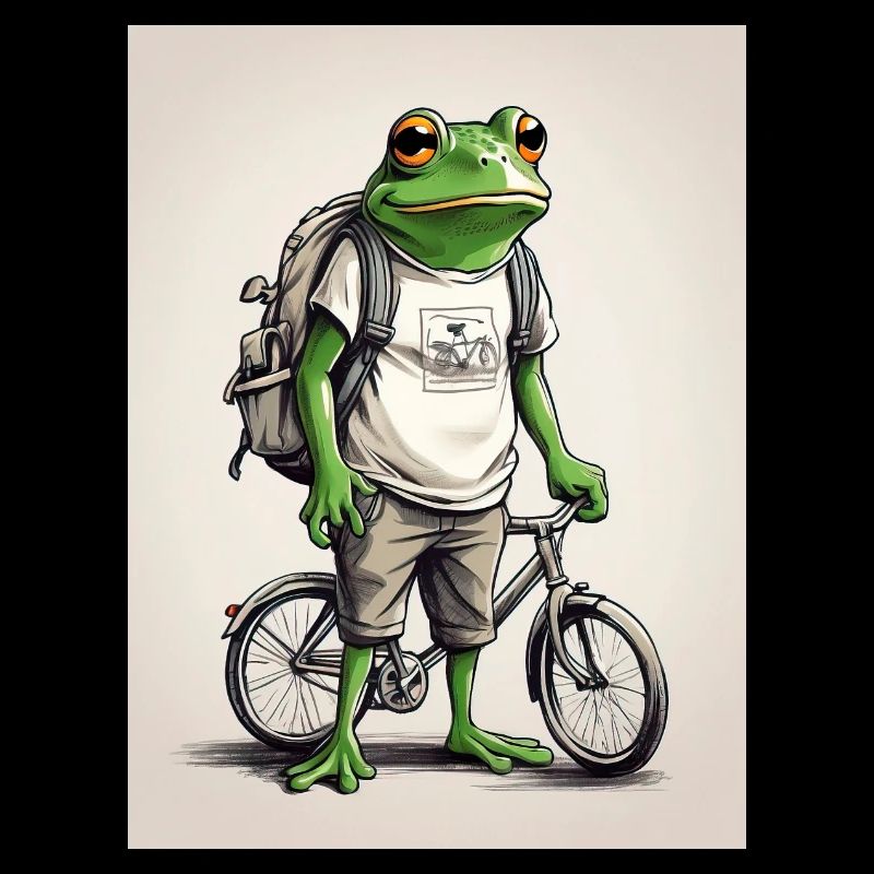 Grenouille sur un vélo
