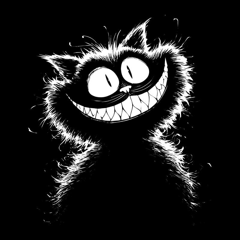 Black and white Cheshire Cat – dark fluffy wild