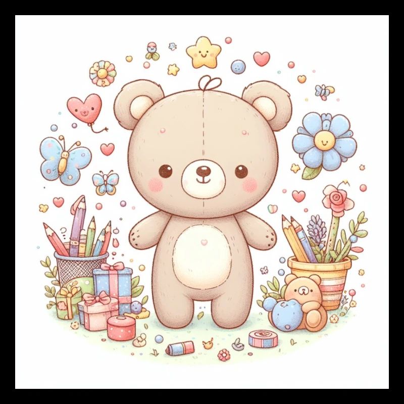 Ours mignon avec des fleurs