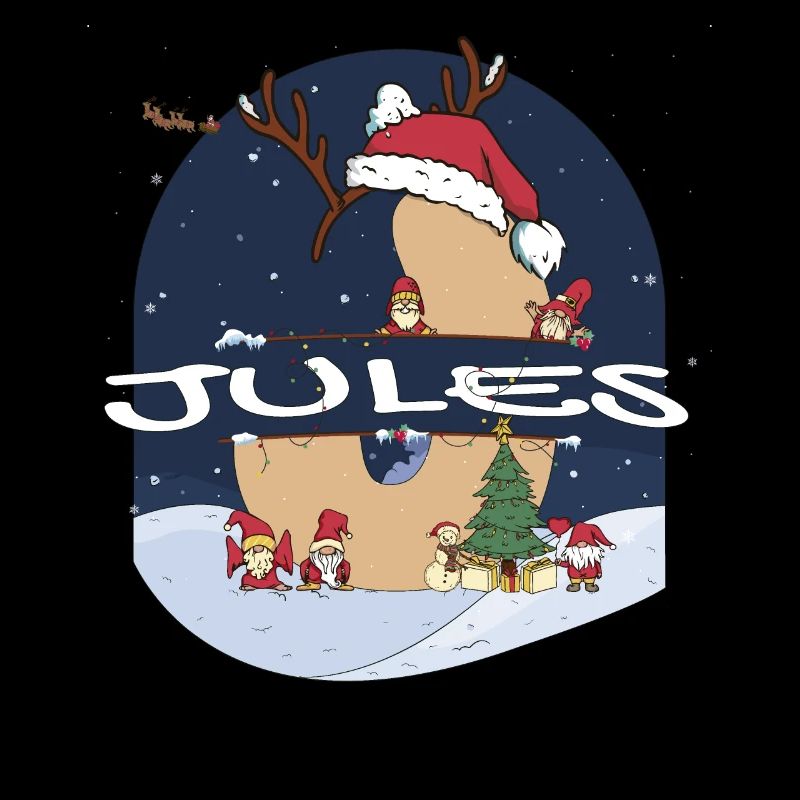 Impressionnant Jules nom w chapeau de père Noël dans le thème de Noël