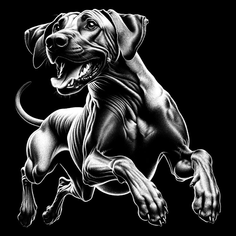 Fröhlicher Rhodesian Ridgeback im Zeichenstil