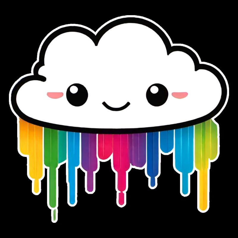 Cute Cloud Raining Rainbow Colors