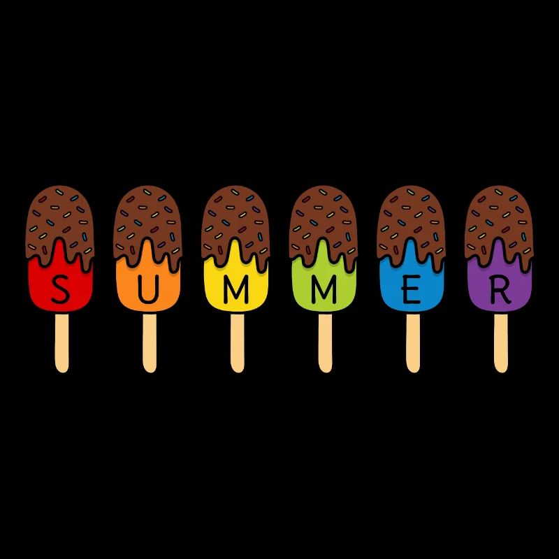 CRÈME GLACÉE AU CHOCOLAT D’ÉTÉ MANGEANT DE LA CRÈME GLACÉE D’ÉTÉ COLORÉE ARC-EN-CIEL