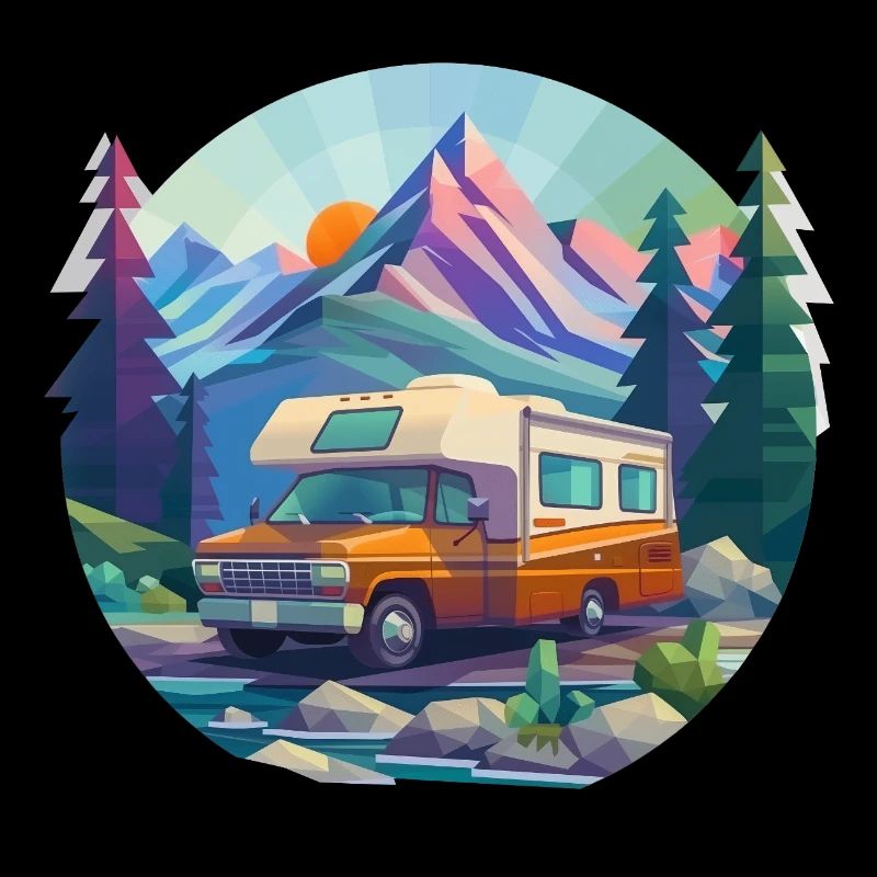 Camping à l’ancienne – Moderne dans un look low poly