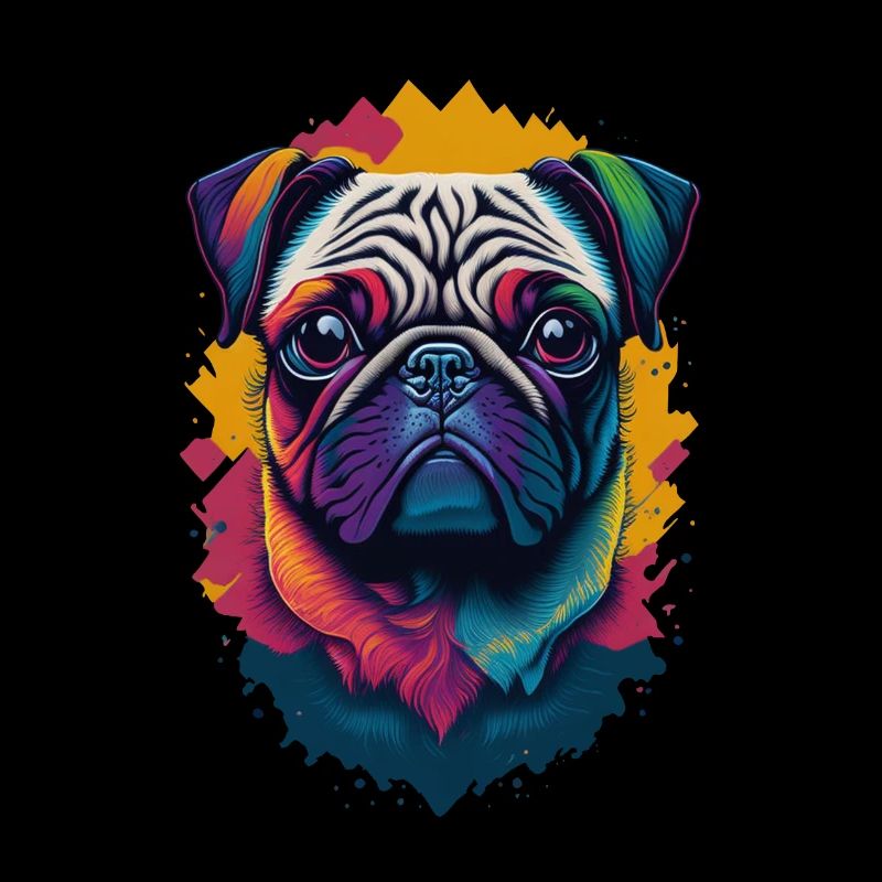 Mops Hund Farbexplosion Hunde Illustration