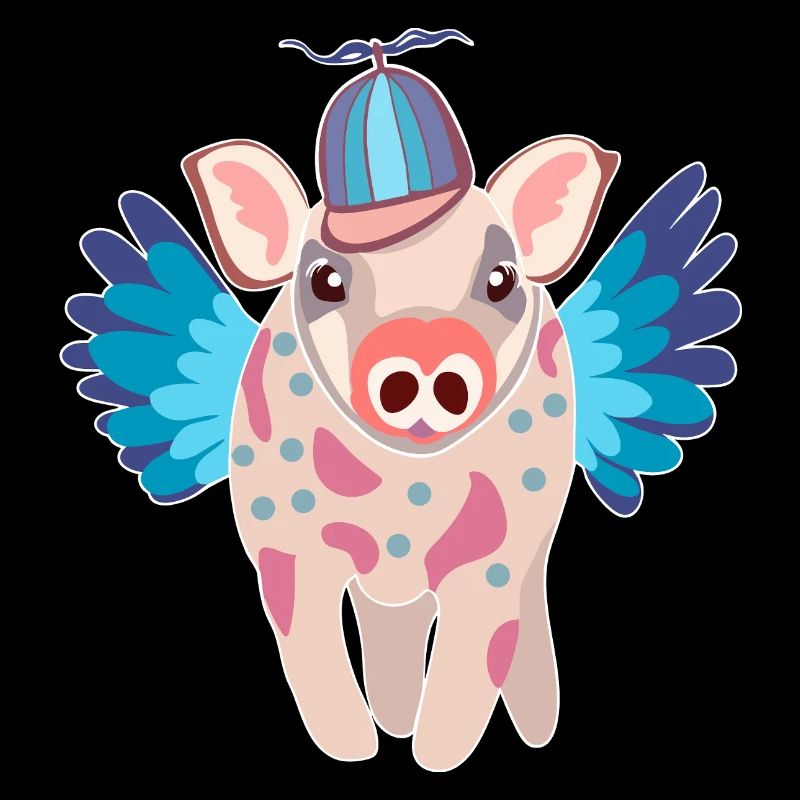 Cochon ailé pastel avec bonnet