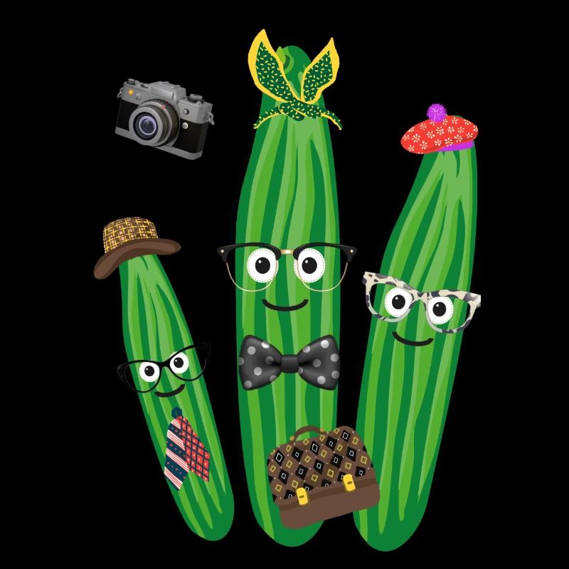 Trio de concombre,Concombre,Concombre,Rétro, Vintage,Lunettes