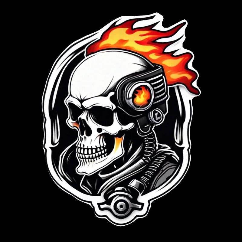 Retro Style Motorcycle - Skull and Skeleton