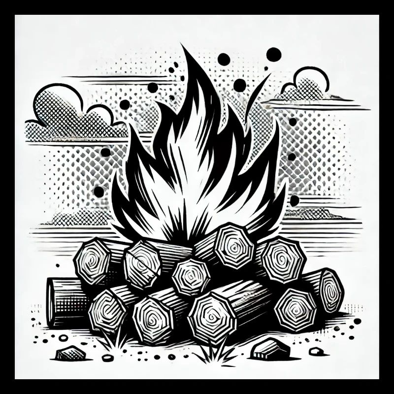 Lagerfeuer im Comic-Stil: Wärme & Atmosphäre