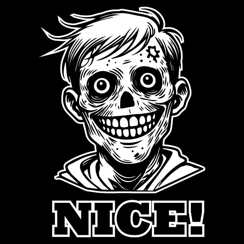 Lächelnder Zombie Illustration - "NICE" Design