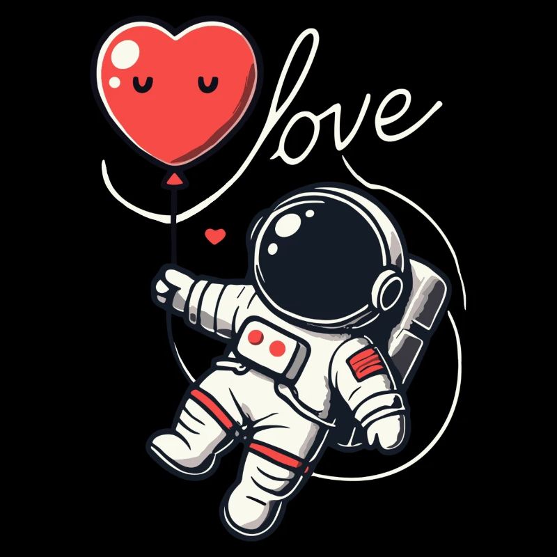 Astronaut holding a heart balloon