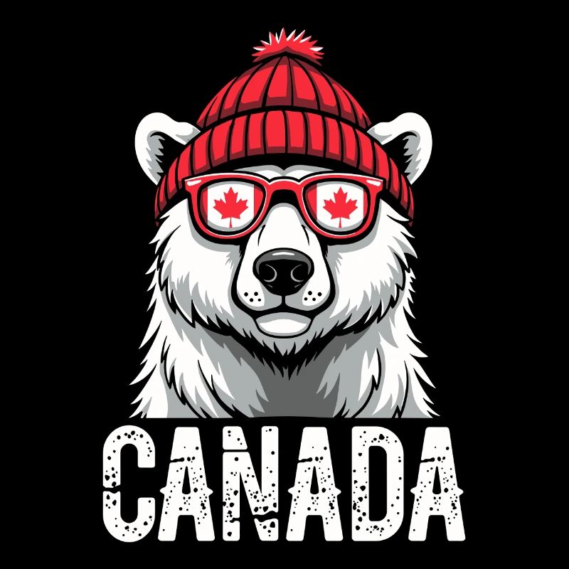 Ours du Canada avec chapeau et style érable