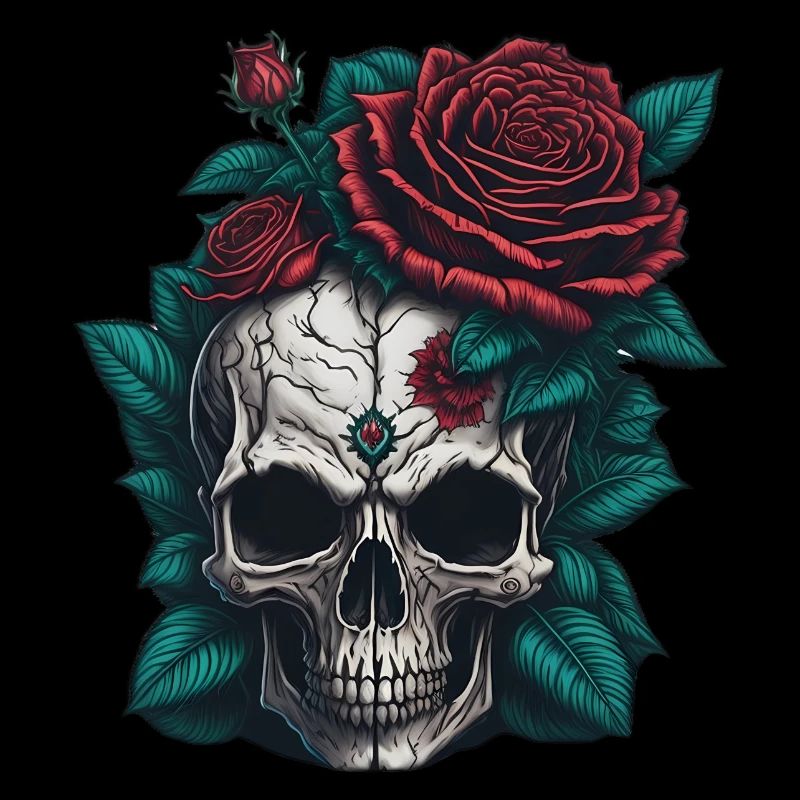 Crâne avec des roses
