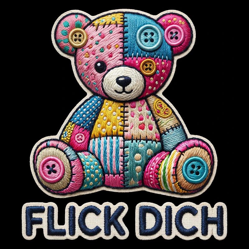 Flick Dich Patchwork Teddybär Stickerei Design