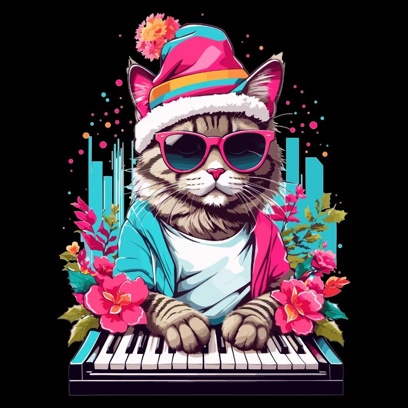 Chat mignon avec piano