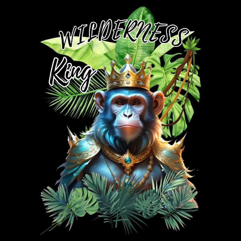Monkey Design - Monkey with Crown in Jungle