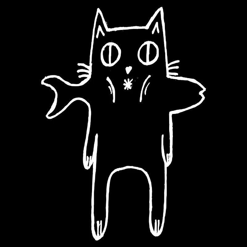 Funny cat with fish in its mouth