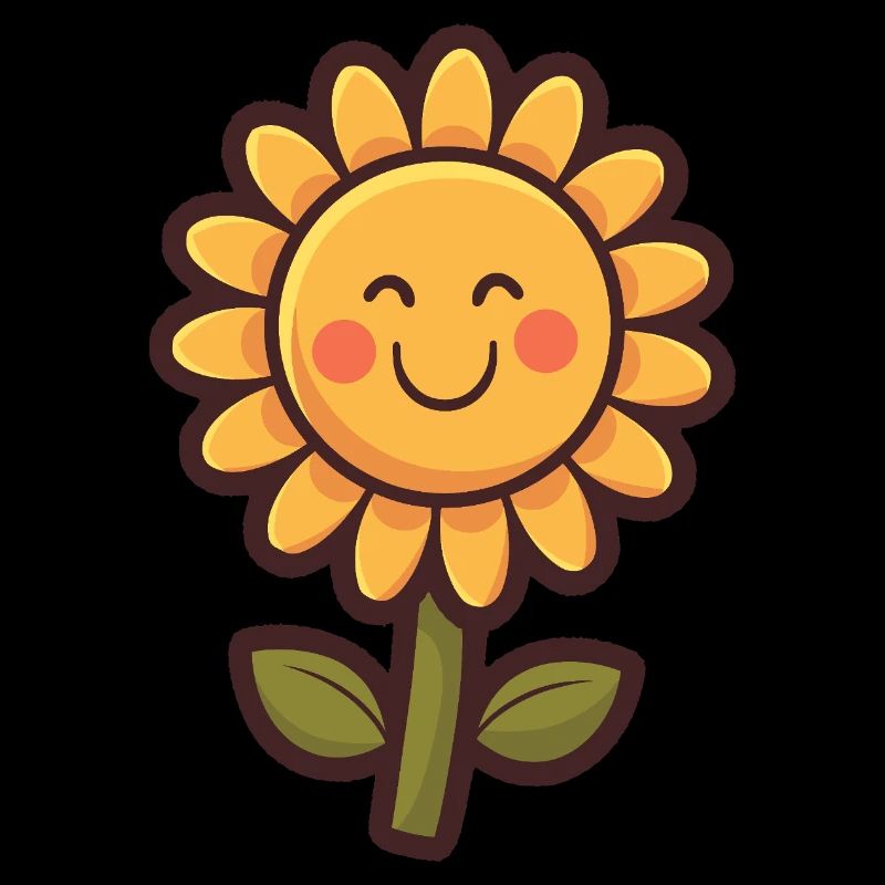 Soft comic book style sunflower flowers