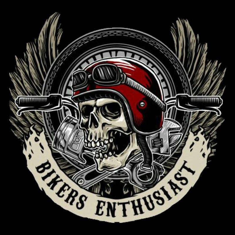 Motorcyclist, skull