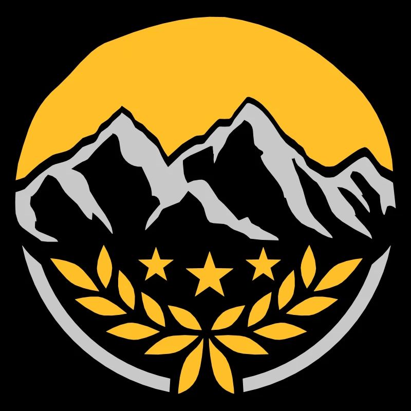 Round stamp mountains laurel wreath