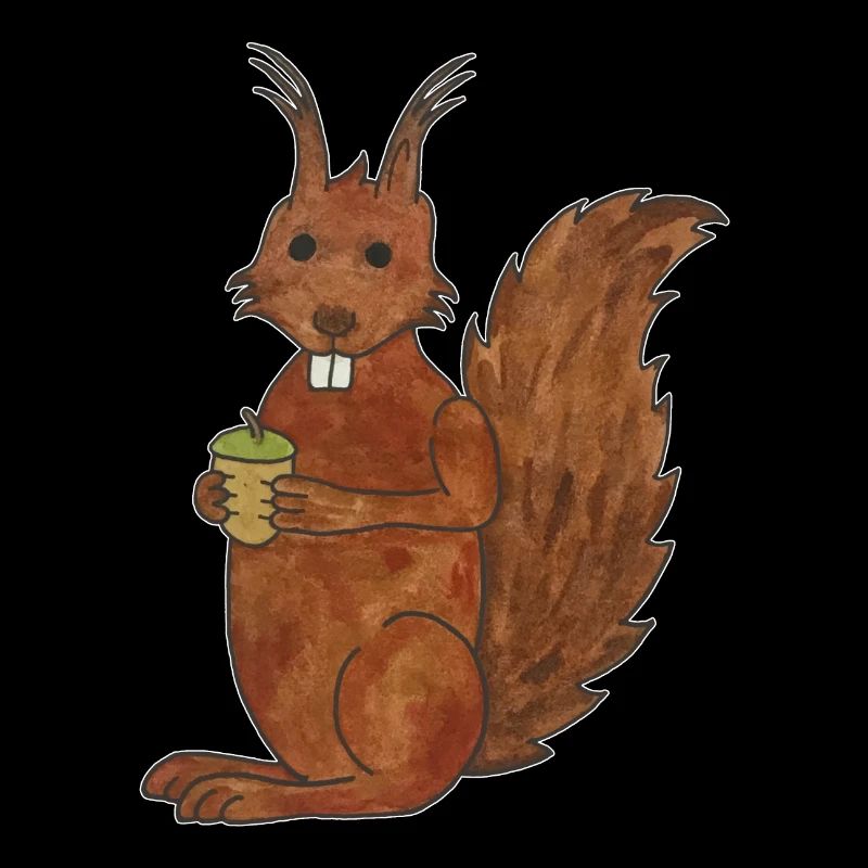 süßes Eichhörnchen mit Eichennuss mit Outlines