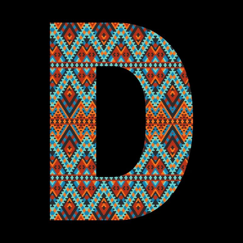 Lettre D- design boho, monogramme coloré