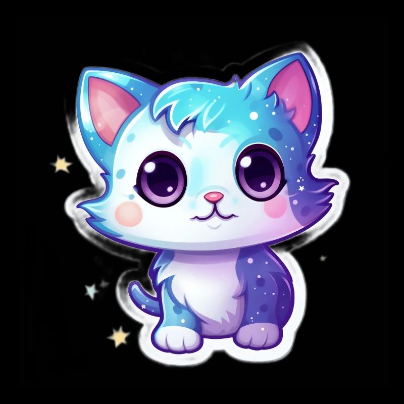 Mignon chat de dessin animé flottant dans l’espace