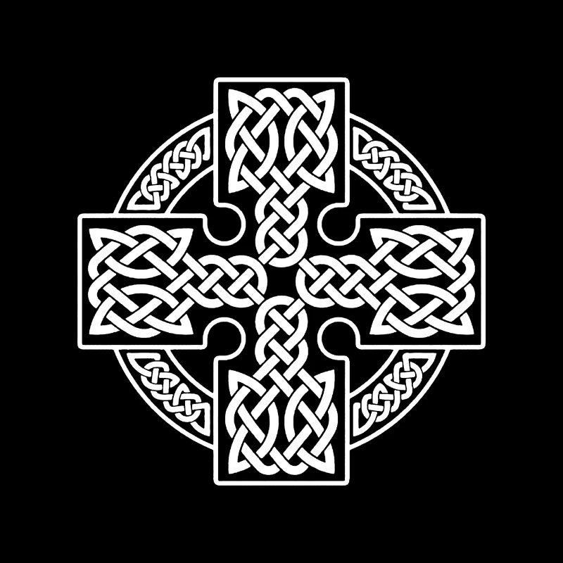 White braided circular Celtic cross