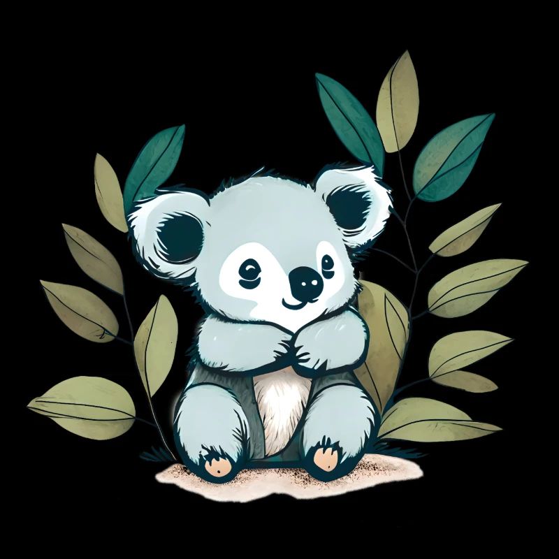 Koala bear with eucalyptus leaves