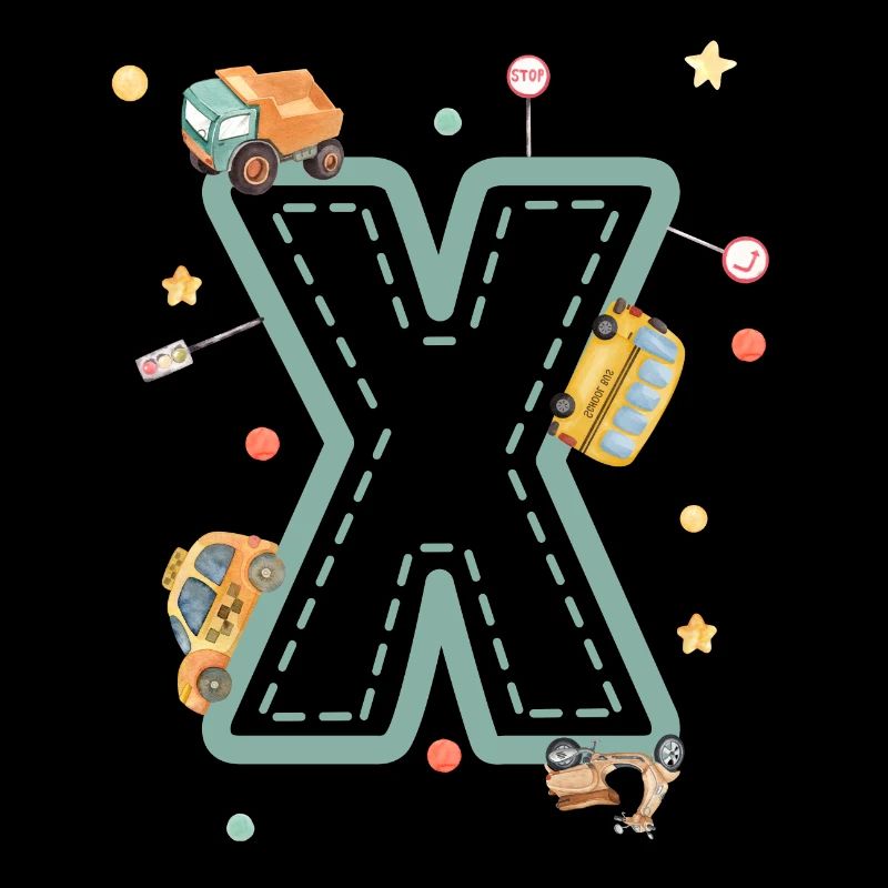 Letter x vehicle - personalized child gift