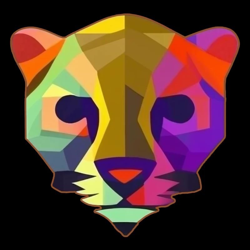 Multicolored stylized panther