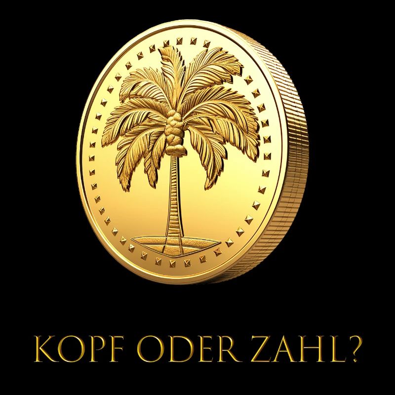 Goldener Münzwurf „Kopf oder Zahl?“ deutsch