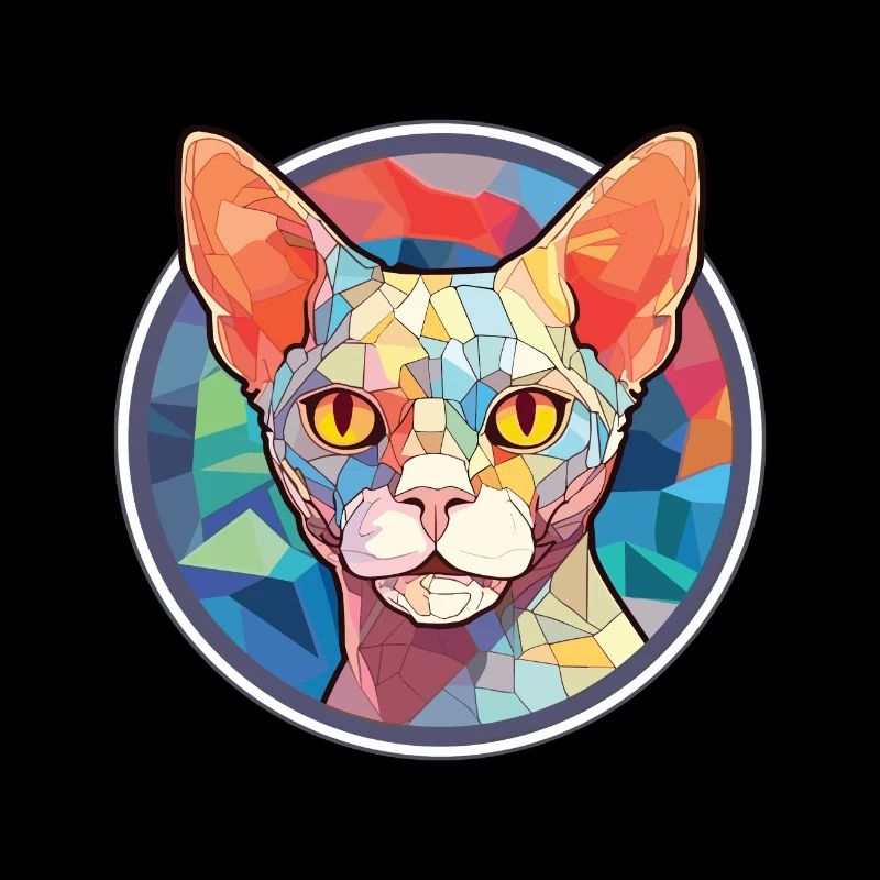 Devon Rex Cat Colorful Watercolor Pet Illustration