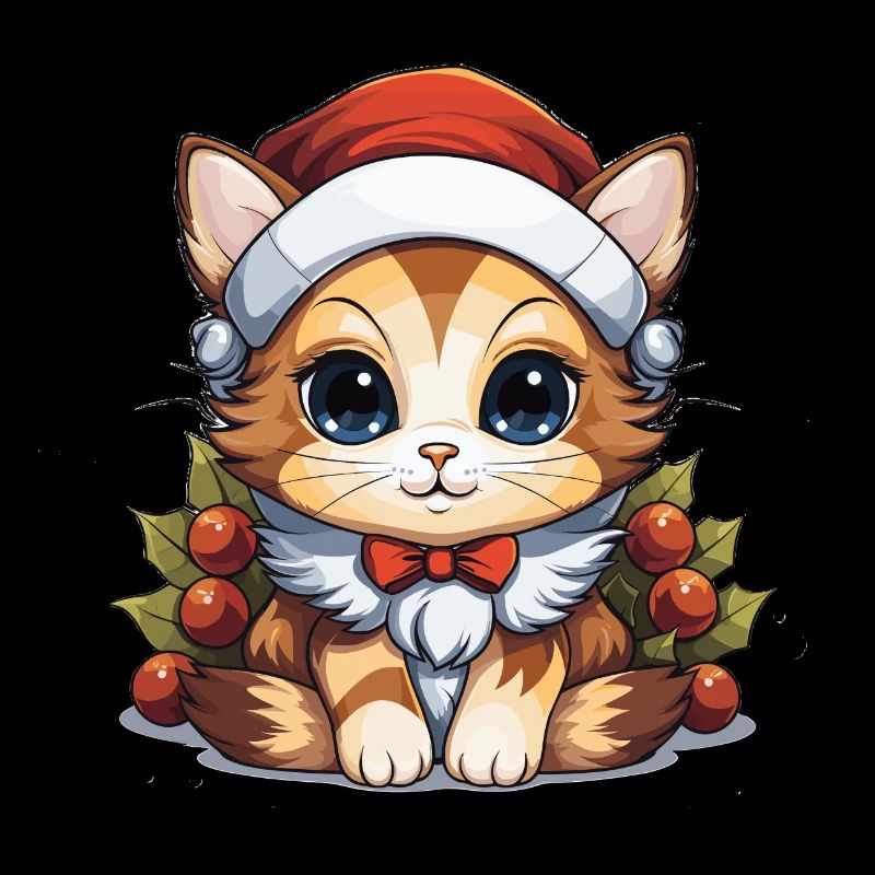Design de Noël de chat - Style Kawaii