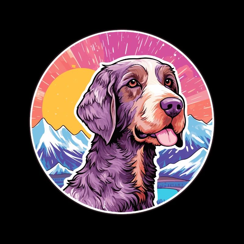 German Wirehaired Pointer Dog Breed Cartoon Kawaii