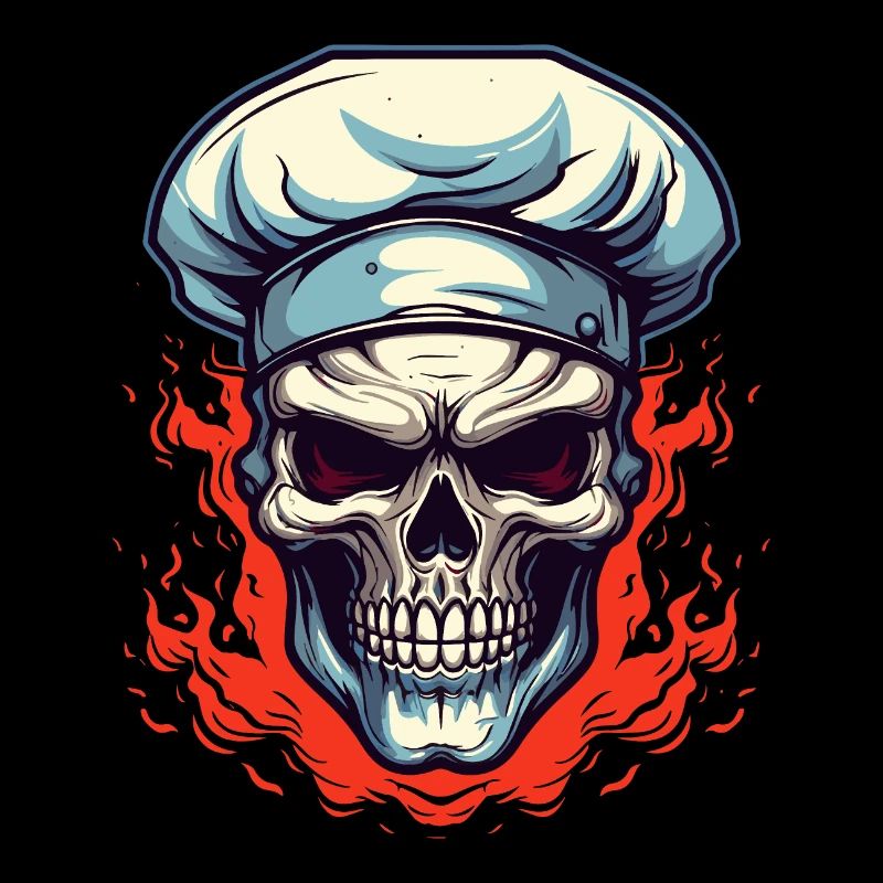 Crâne avec toque de chef