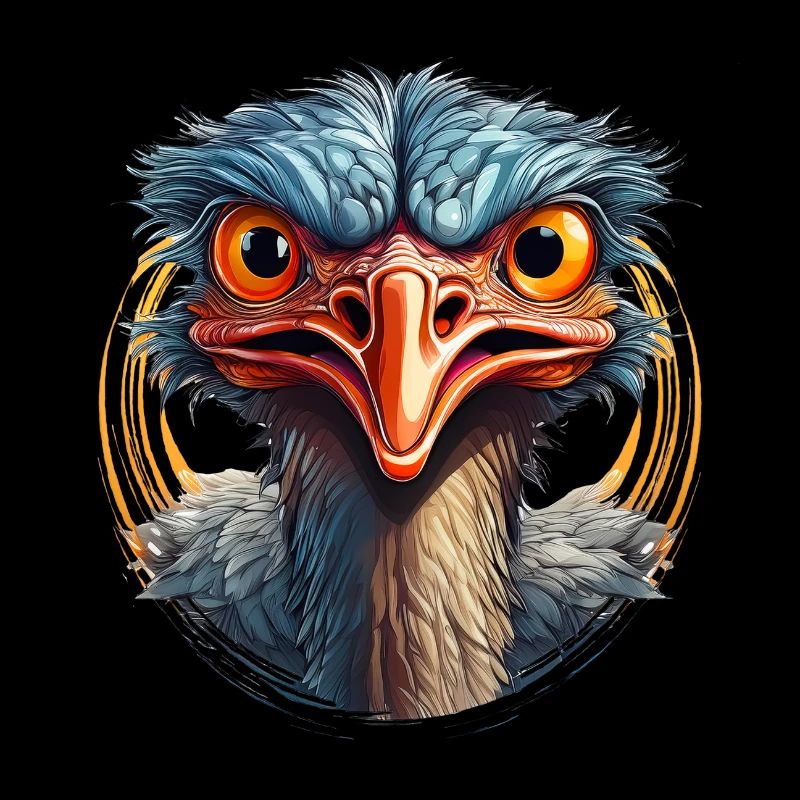 Wild angry animal pugnacious combative ostrich