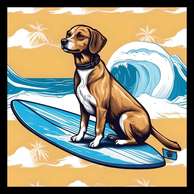 Hund auf einem Surfbrett