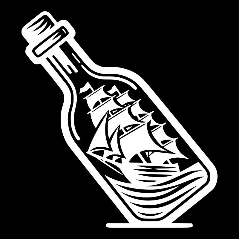 Ship in a bottle Sailing ship with sails