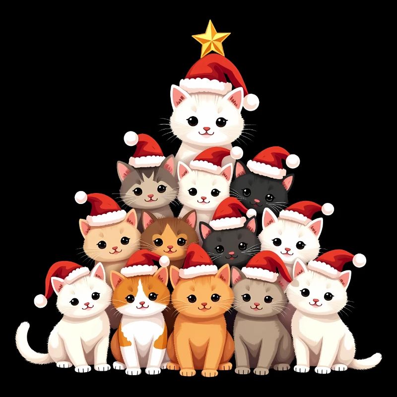 Arbre De Noël, Noël, Chats, Noël