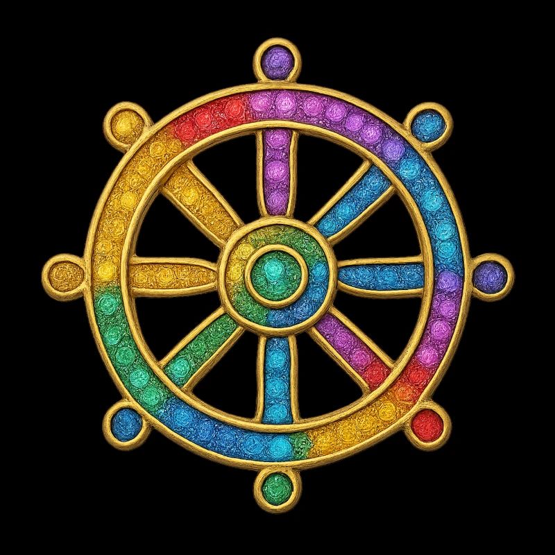 Dharma Roue Bouddhisme Octuple Sentier Glitter
