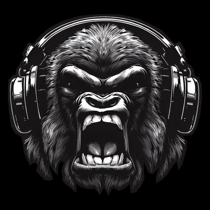 Gorilla DJ mit Kopfhörern