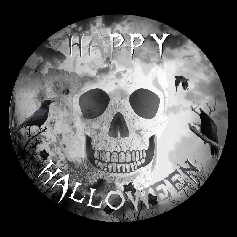 halloween skull crows