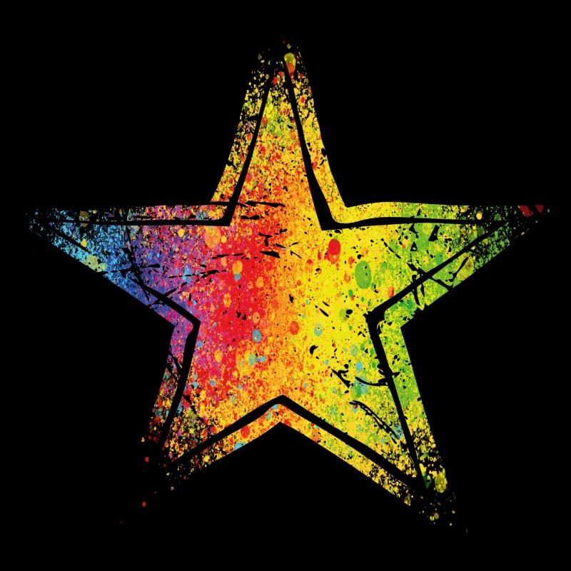 Star Drawn Path CMYK Rainbow Masked