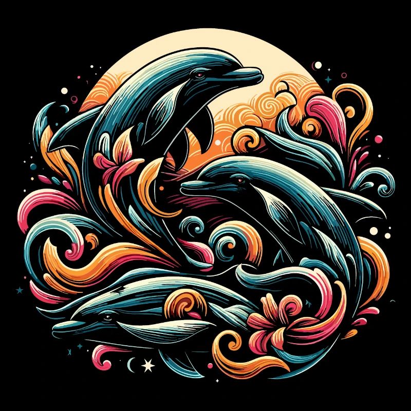 Dauphins dans les vagues