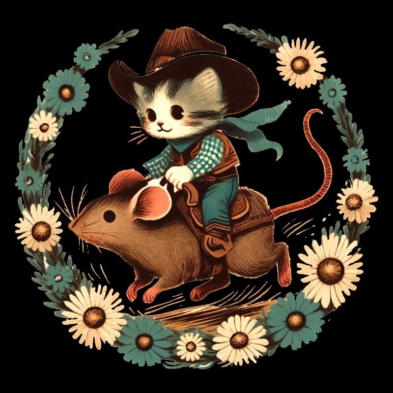 Vintage Wild West Cowboy Kitten Rodeo